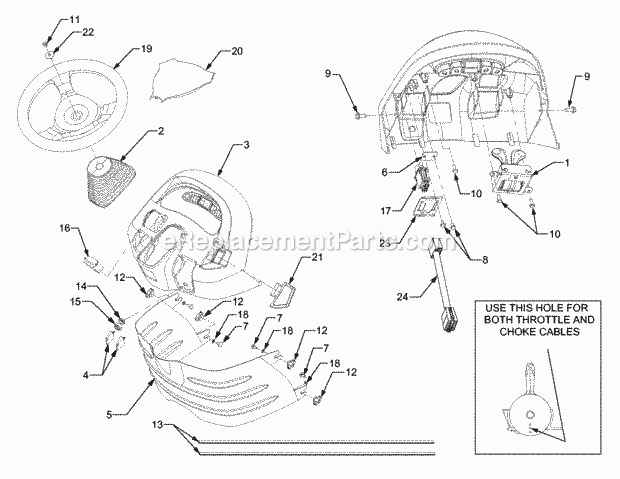 Dash Panel Diagram and Parts List for GT3204 14A-671-710 Cub Cadet Lawn Tractor